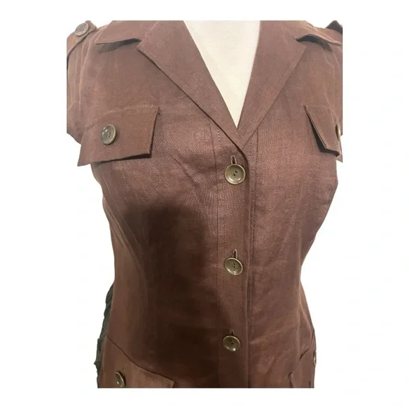 Maggie London, Safari utility dress. Brown Button-Down Dress - Picture 11 of 15